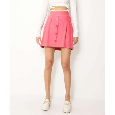 Imagem de Saia Feminina Bolsos Botões Marisa-78328, Rosa, P