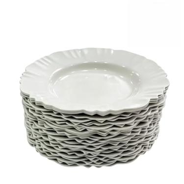 Imagem de Prato Fundo com Borda Branco Refeição Churrasco Festa Pratos Plastico 23 cm x 23 cm para Casa, Apartamento ou Kitnet(BRANCO,KIT 5)