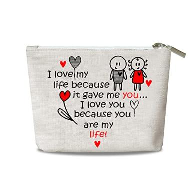 Imagem de Bolsa de maquiagem engraçada para namorada, esposa, presente de aniversário, bolsa cosmética, presente de dia dos namorados para ela, Branco, One Size, Arte