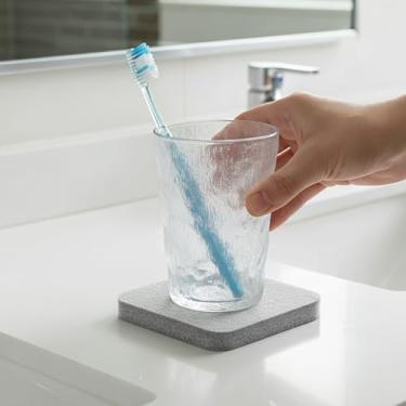 Imagem de Conjunto de porta-copos absorventes e tapetes de pia de secagem rápida para balcão de banheiro parceiros de superfície de cozinha uso doméstico 2 peças (cinza, 3 x 3,2 cm)