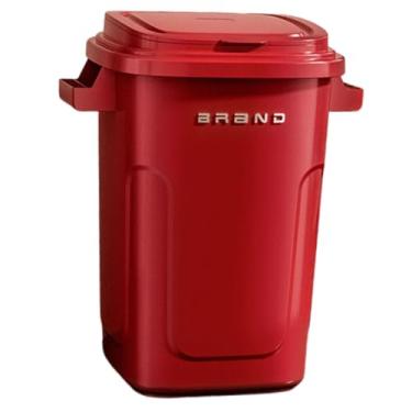 Imagem de WeiLaiKeQi Lixeira multifuncional e de 28 litros com tampa, design minimalista, ideal para casa, cômoda, banheiro e escritório, Vermelho