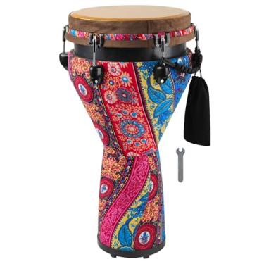 Imagem de GOGHOST Freestyle Djembe afinado mecanicamente 30,5 polegadas - 30,5 cm x 61 cm Djembe moderno afinado por teclas com revestimento ressonante sintético, tambor de mão africano profissional para