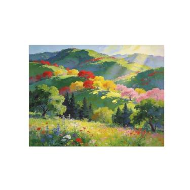 Imagem de Impressão em tela de paisagem de arte de parede - Pintura de árvore de montanha - Imagens para sala de estar quarto 90 x 117 cm 35 x 46 pol. Sem moldura