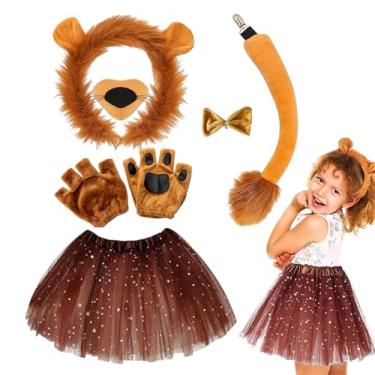 Imagem de Kit de fantasia de leão, acessório de fantasia de animal para crianças | Kit de fantasia de cosplay de leão animal,Acessórios de fantasia de design realista para festas de cosplay, festas à fantasia,