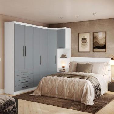 Imagem de Quarto de Canto Casal com Guarda Roupas e Cabeceira Alpes Luciane Móve