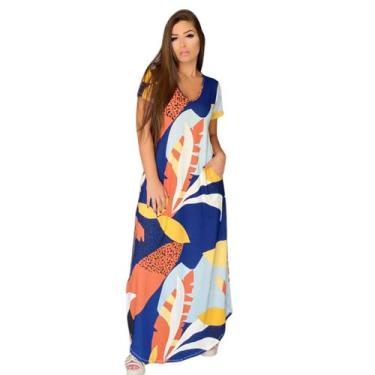 Imagem de Vestido Longo Manga Curta Feminino - Tie Dye - O Ideal Da List+, M, Es