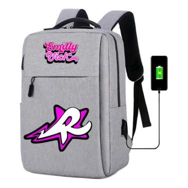 Imagem de Mochila Escolar USB Emily Os Rosas Para Meninas com Estampa DTF Infant