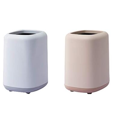 Imagem de pcagfaajmh Caixote do lixo caixote do lixo oval plástico dupla camada portátil recipiente de lixo banheiro cozinha escritório casa dormitório quarto crianças 12L/3,1 galões caixote do lixo (cor: verde