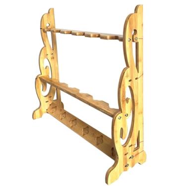 Imagem de Suporte de Katana de Exibição Vertical, Suportes de Armas de Exibição de Chão, Suporte de Espada de Artes Marciais de Madeira, Cabides de Espada para Armazenar Várias Espadas e Armas Longas (Amarelo 8