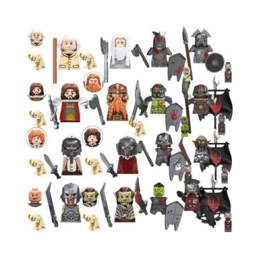 Imagem de Mini Figuras De Ação Blocos De Montar Orcs Anões Elfos Cavaleiros De R