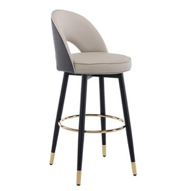 Imagem de AkosOL Cadeiras de bar de couro PU, bancos de bar giratórios de 360°, cadeiras de cozinha estofadas com pernas de aço e apoio para os pés, para balcão de restaurante lounge pub (cor: azul, tamanho: 80