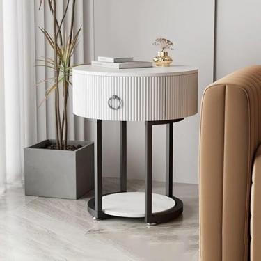 Imagem de UWEREBFM Mesa lateral baú de cabeceira estreita redonda mesa de cabeceira moderna armário de cabeceira mesa de cabeceira com gaveta metal clássico glamour mesa de cabeceira móveis de cabeceira para