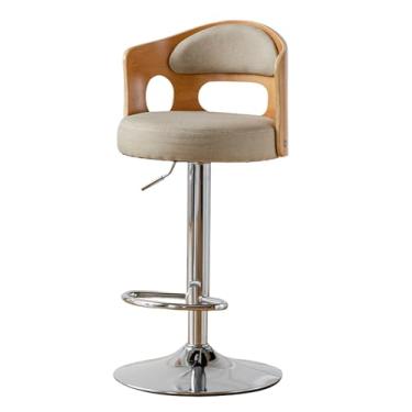 Imagem de Banquetas de bar ajustáveis giratórias de 360° de couro de poliuretano banquetas de bar modernas estofadas grande base cadeira para cozinha ilha bar bar pub (cor: PU branco, tamanho: 63-85 cm