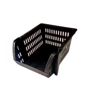 Imagem de Cesto Caixa Bin Empilhavel Preto Expositor Organizador Estoque Loja Plastico Preto(10 Cestos)