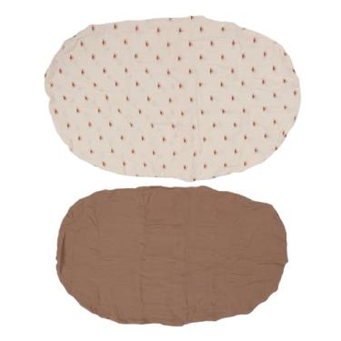 Imagem de SIWOTED 2 pacotes de lençóis de berço macios e respiráveis ​​para colchão de bebê com capa universal (Conjunto de padrão marrom e sol)
