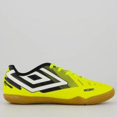 Imagem de Chuteira Umbro Action Futsal Juvenil Verde-Unissex