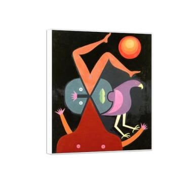 Imagem de Victor Brauner Famosa Arte de Parede Impressão em Tela Pintura Pronto para Pendurar - Convite para Voar - Imagem em Moldura Branca para Decoração de Sala de Estar 60 x 75 cm 24 x 29 pol
