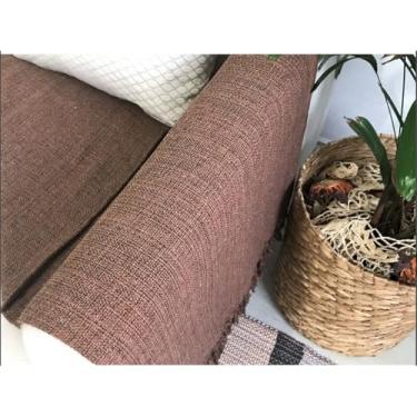 Imagem de Manta Para Sofá Gigante 100% Algodão Artesanal | Cobertura Decorativa para Sofá ou Cama, Franja Feita à Mão, Charme e Conforto(Brownier)