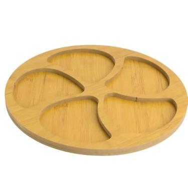Imagem de Petisqueira Tábua de Bambu Ideal Para Servir Aperitivos com 5 Divisórias com Tamanho 24cm Com Design Natural e Divisórias Perfeitamente Distribuídas Premium
