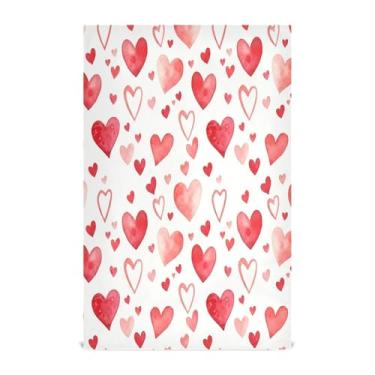 Imagem de Wassud Toalhas de prato de cozinha Coral Hearts 1 pacote de panos de prato macios com laço para pendurar toalha de mão super absorvente de secagem rápida toalhas de chá de mesa decorativas 71 x 45 cm