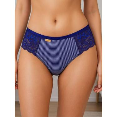 Imagem de Kit Calcinha de Algodao Feminino Tanga Conforto Renda Listrada - c2 KI