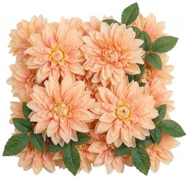 Imagem de Norme 24 peças de flores artificiais grandes de 13 cm, dálias falsas de seda com caules, flores falsas, buquês de casamento, arranjos florais para decoração de mesa de chá de panela DIY (champanhe)