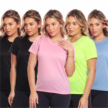 Imagem de Kit 5 Camisas Academia Esportiva Com Proteção Uv Feminina-Feminino