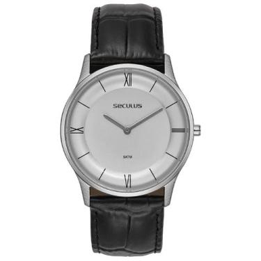 Imagem de Relógio Seculus Slim 44303G0SVNC3 Couro Preto