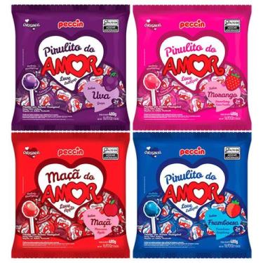 Imagem de Kit 4 Pacotes Pirulitos do Amor Sortido 480g Peccin