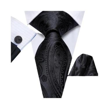 Imagem de Conjunto De Gravata, Abotoaduras E Lenço De Bolso Masculino Para Casam