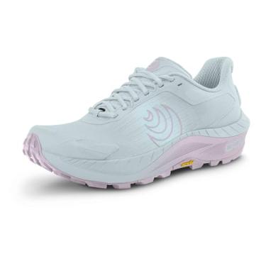 Imagem de Topo Athletic Tênis de corrida feminino MTN Racer 4 leve e confortável 5 mm Drop Trail Tênis esportivo para trilha, Cinza/roxo, 39