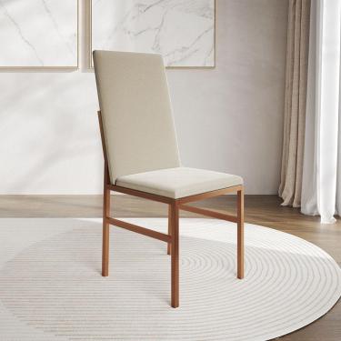 Imagem de Cadeira De Jantar Estofada Mônaco Premium Cobre E Bege Preto