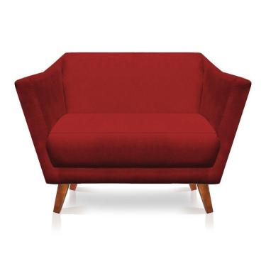 Imagem de Namoradeira Lorena Suede Pés Castanho Vermelho