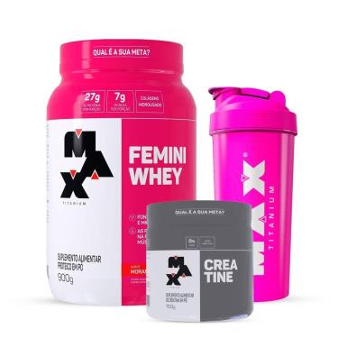 Imagem de Combo Whey Feminino 900g, Creatina 150g e Coqueteleira-Feminino