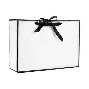 Imagem de Caixas De Presente De Papel Branco Com Borda Preta 1-50pcs Sacolas Por