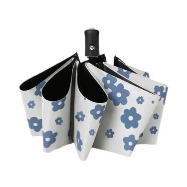 Imagem de Guarda-chuva Automático Preto Refletivo Dobrável Com 8 Varetas, Proteç