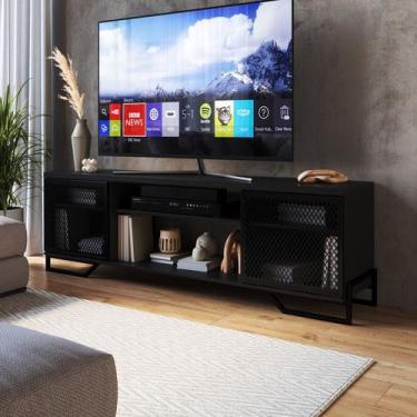 Imagem de Rack Estilo Industrial Com Porta  P1027 Placa e Ponto/ Preto - PLACA&P