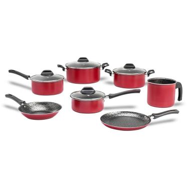 Imagem de Jogo de Panelas 7 Peças Brinox Anis Antiaderente Pro-Flon Borgonha