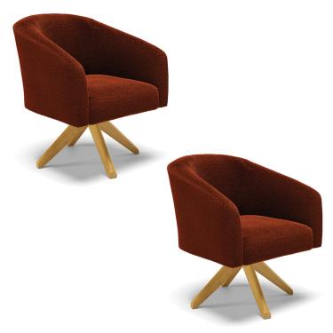 Imagem de Poltrona Decorativa Giratória MA30 Kit 2 Stella Bouclê Terra D03 - D'Rossi