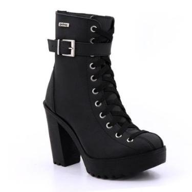 Imagem de Coturno Feminino Couro Fivela Salto Alto Estilo Conforto-Feminino