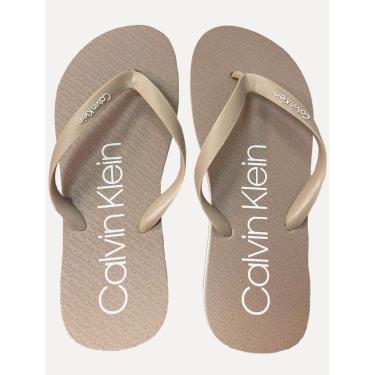 Imagem de Chinelo Calvin Klein Swimwear Silk Basic Logo Caqui Claro-Masculino