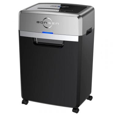 Imagem de Triturador de Papel Pesada BONSEN, Corte Cruzado de 24 Folhas, Tempo de Funcionamento Contínuo de 40 Minutos, Fragmentadora de Grau
