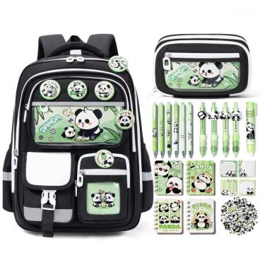 Imagem de Mochila Infantil Fimibuke com Estojo e Kit Escolar Panda 28 Peças