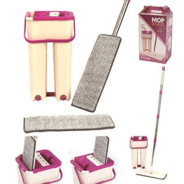 Imagem de Rodo Flat Mop E Balde Lava E Seca Profissional Com 2 Refil - Fullcomme
