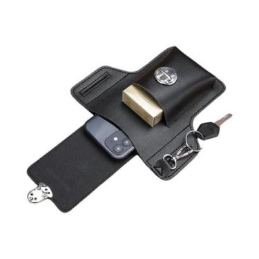 Imagem de Bolsa De Cintura Masculina Vintage De Couro Com Clipe Para Cinto, Esto