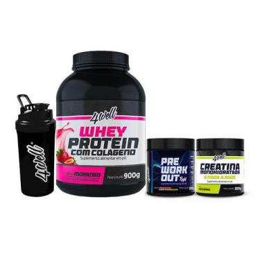 Imagem de Kit Treino Noturno Whey Protein 900g + Creatina 300g + Pré-Treino 300g