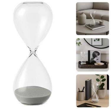Imagem de Ampulheta Decorativa Vidro Liso Areia Colorida Decoração Timer 30 Minu