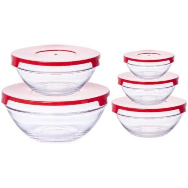 Imagem de Jogo Potes Bowls Tigelas Vasilhas Vidro Com Tampa Guardar - Quality Ho