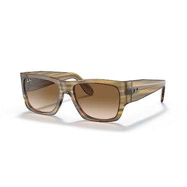 Imagem de Óculos Solar Ray Ban Wayfarer Nomad Rb2187 131351 54 Amarelo Riscado Lente Marrom Degra...