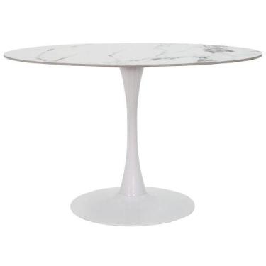 Imagem de Mesa Saarinen Tulipa Jantar Oval 120x80cm Tampo Marmorizado - WAW DESI